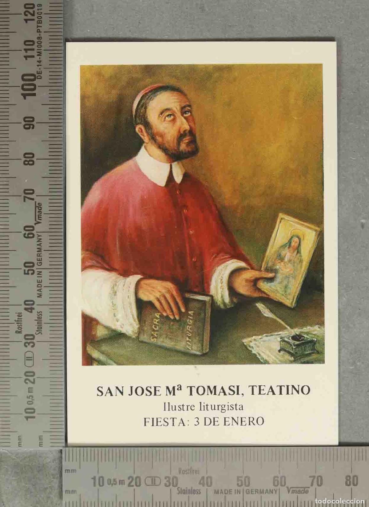 Postales: ESTAMPA. SAN JOSE Ma TOMAS', TEATINO Ilustre liturgista FIESTA: 3 ENERO