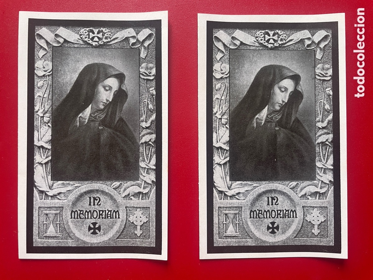 Postais: Dos recordatorios mortuorios en blanco.In Memorian. C. M. R.