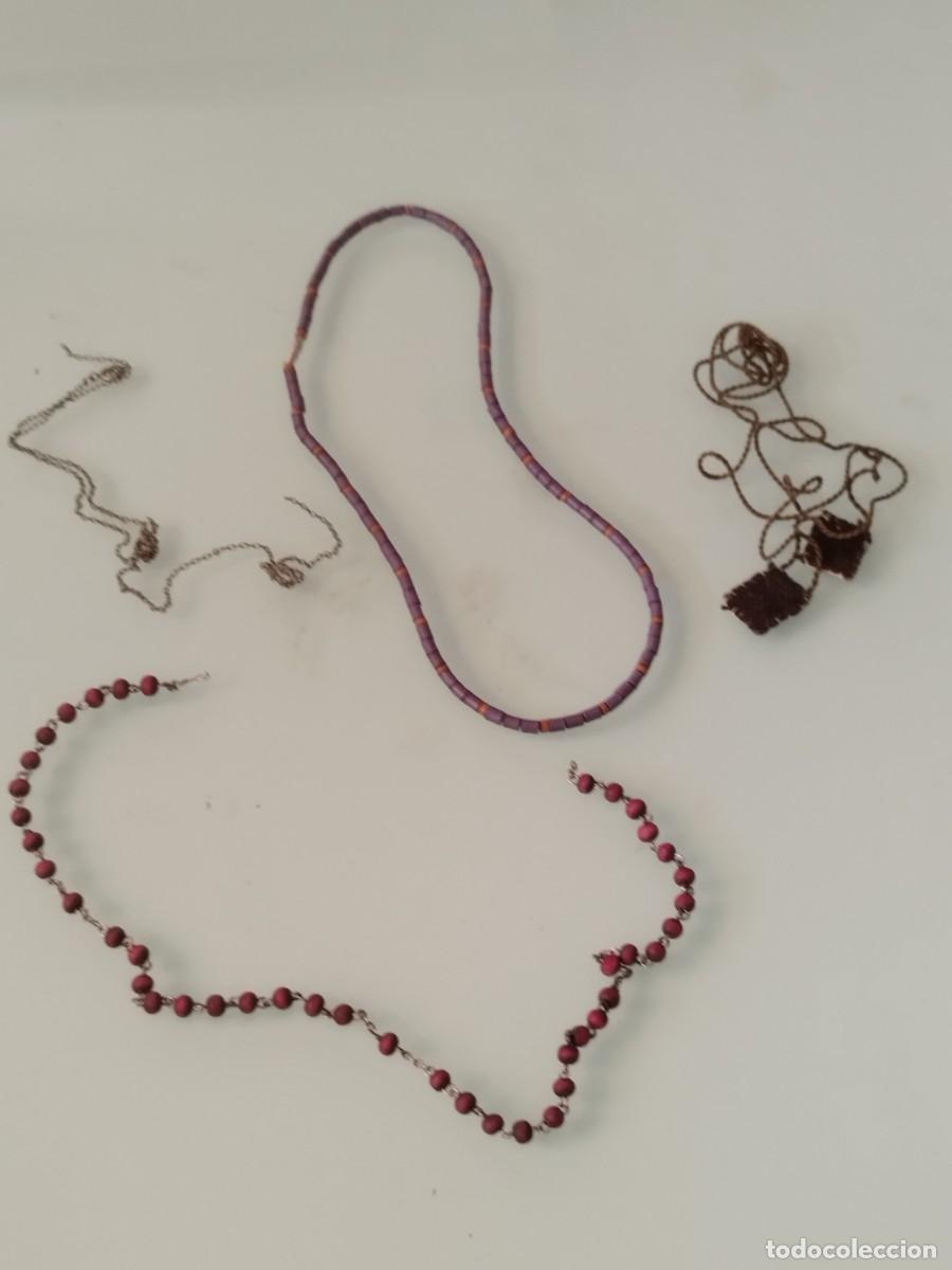 Postales: Lote de cadena, Rosario religioso restaurar. Cadena con nudo y escapulario de virgen.