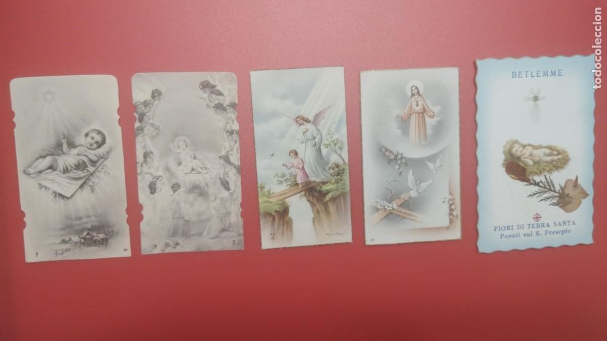 Postales: ESTAMPAS RELIGIOSAS.-RECORDATORIOS.-LOTE DE 5 ESTAMPAS RELIGIOSAS ANTIGUAS.