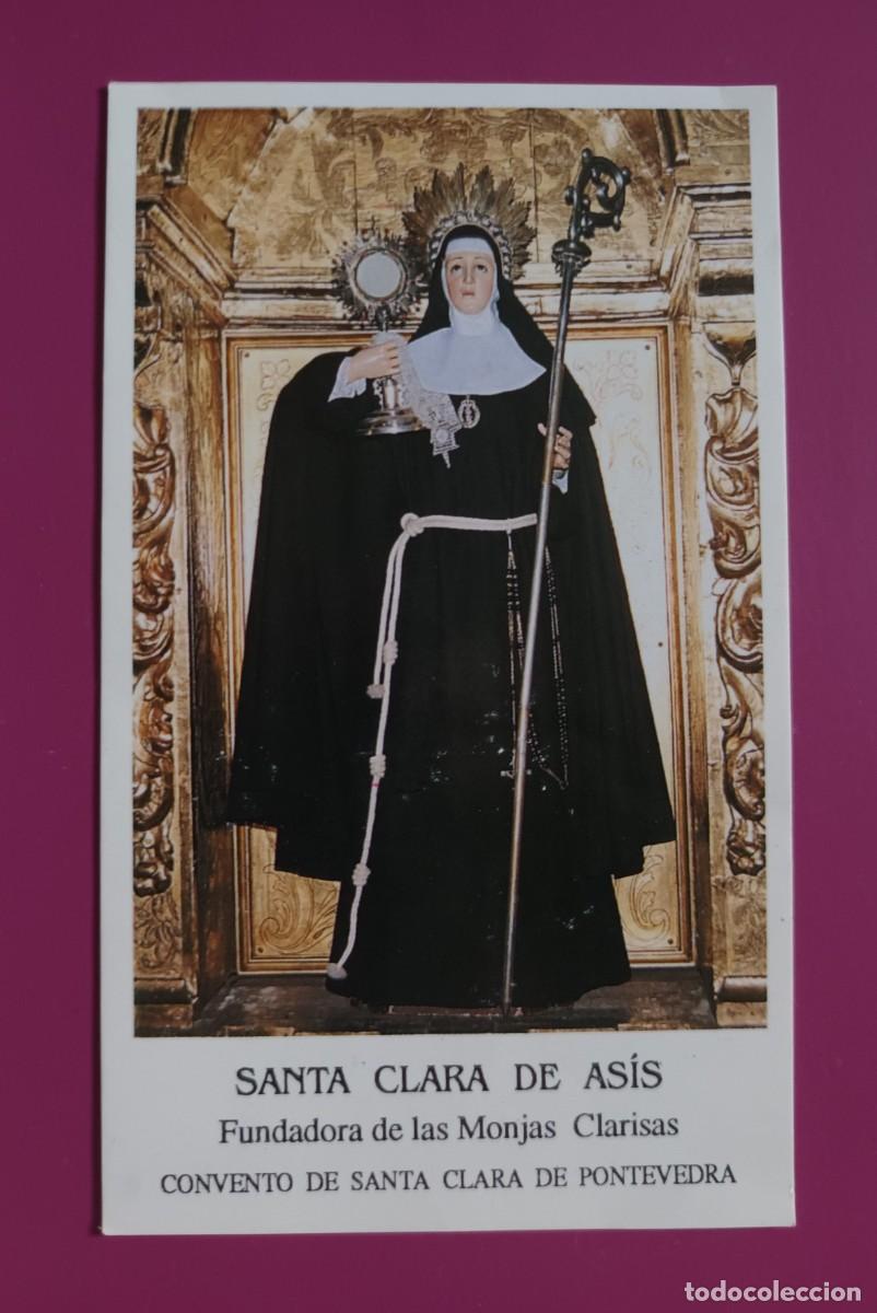 Postales: ESTAMPA SANTA CLARA DE ASIS. FUNDADORA DE LAS MONJAS CLARISAS - ORACION (REVERSO) - RDO. VIII CENTEN