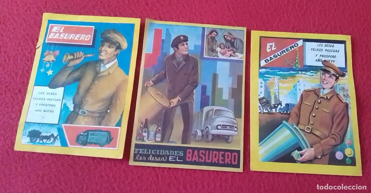 Postcards: LOTE DE 3 ANTIGUAS TARJETAS DE FELICITACI&Oacute;N FELICIDADES FELICES PASCUAS LES DESEA EL BASURERO..CARDS