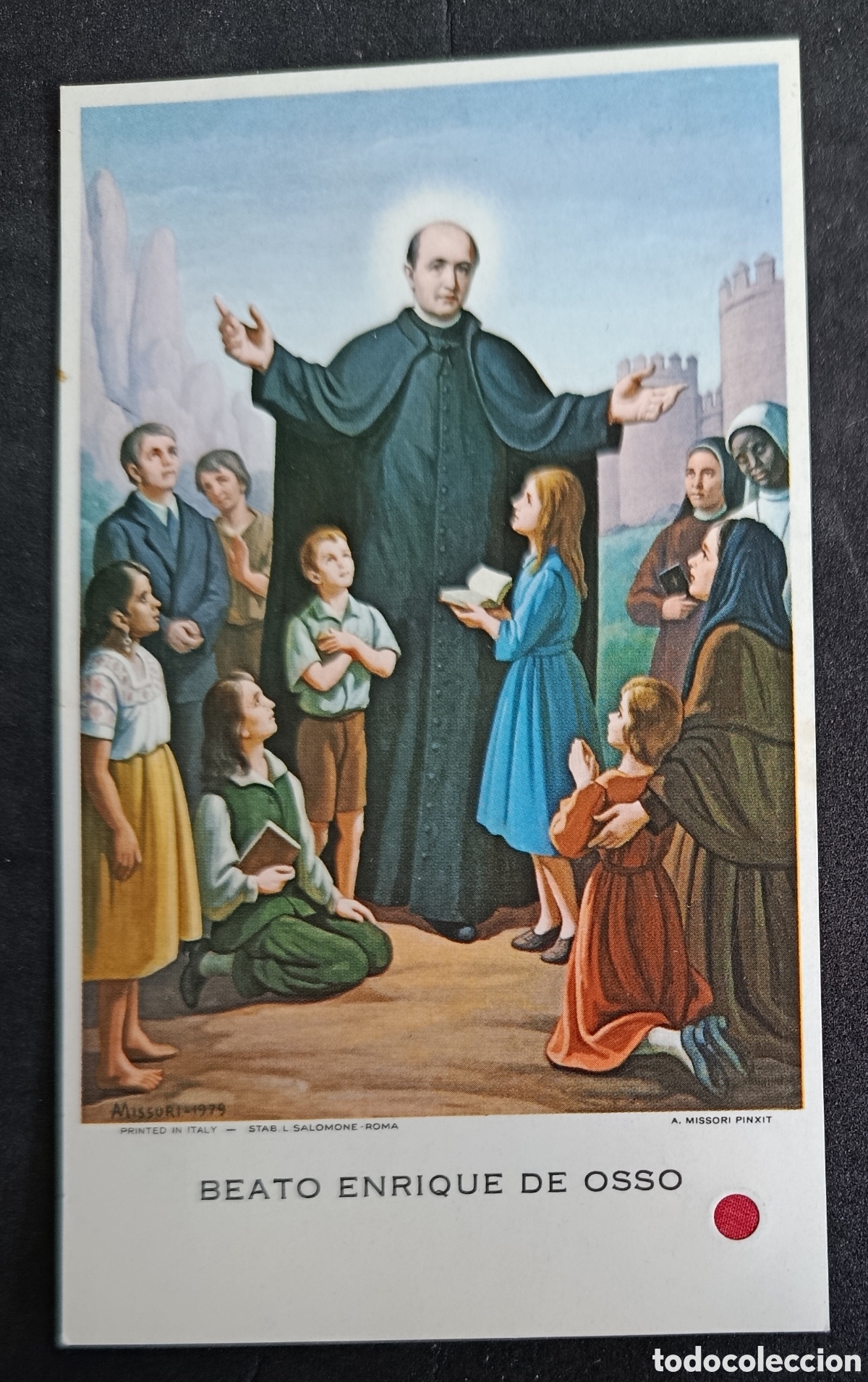 Postcards: ESTAMPA RELIGIOSA DEL BEATO ENRIQUE DE OSS&Oacute; ( CON RELIQUIA ) ORACION RELICARIO