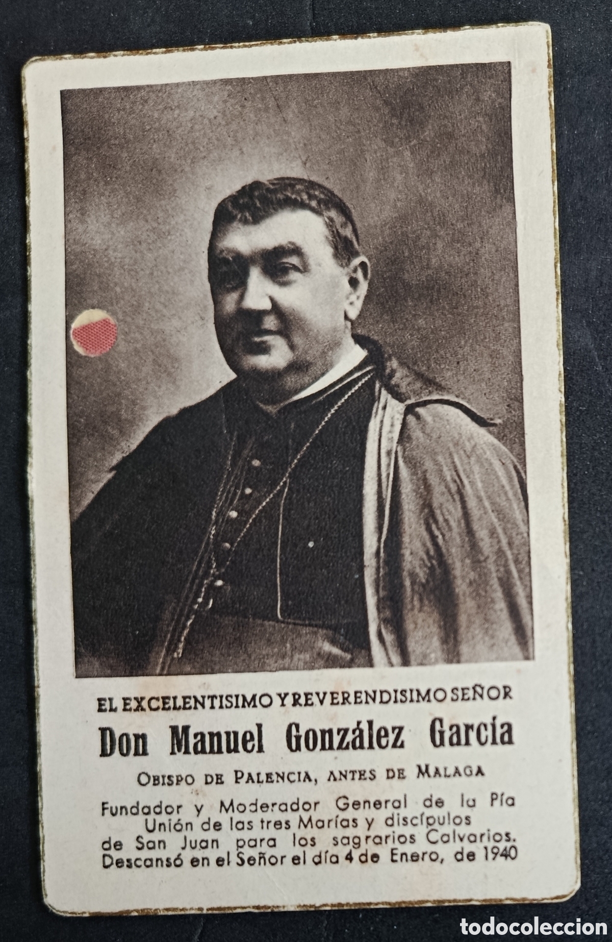 Postcards: ESTAMPA RELIGIOSA DEL DON MANUEL GONZALEZ GARCIA ( CON RELIQUIA ) ORACION RELICARIO