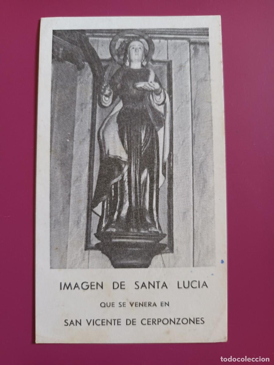 Postales: ESTAMPA IMAGEN DE SANTA LUCIA. CERPONZONES (PONTEVEDRA) - ORACION (REVERSO)