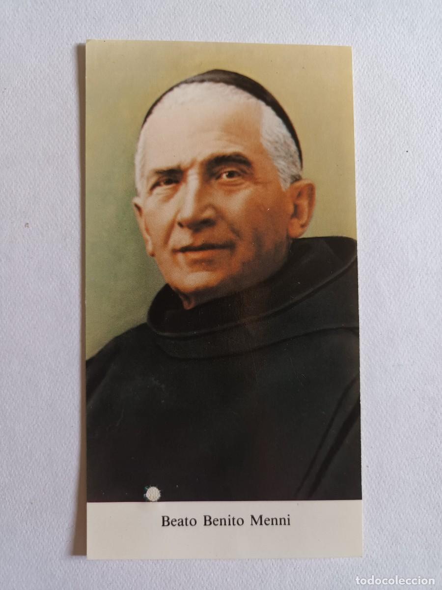 Postales: ESTAMPA BEATO BENITO MENNI CON RELIQUIA - DATOS BIOGRAFICOS Y ORACION (REVERSO)