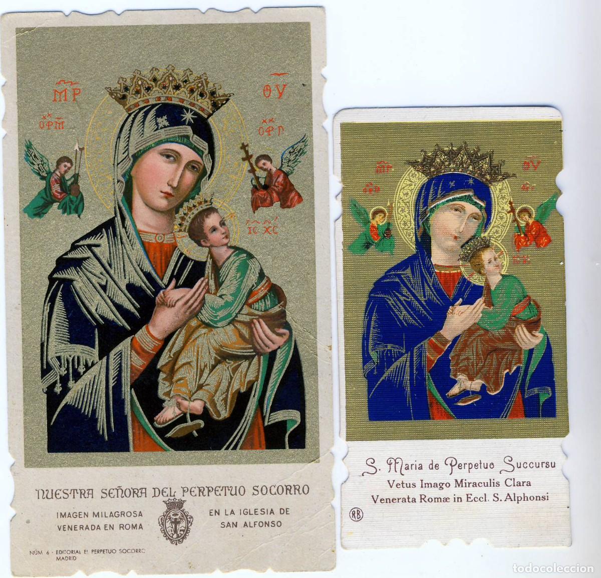 Postales: DOS PRECIOSAS ESTAMPAS DE NTRA. SRA. DEL PERPETUO SOCORRO&acute;