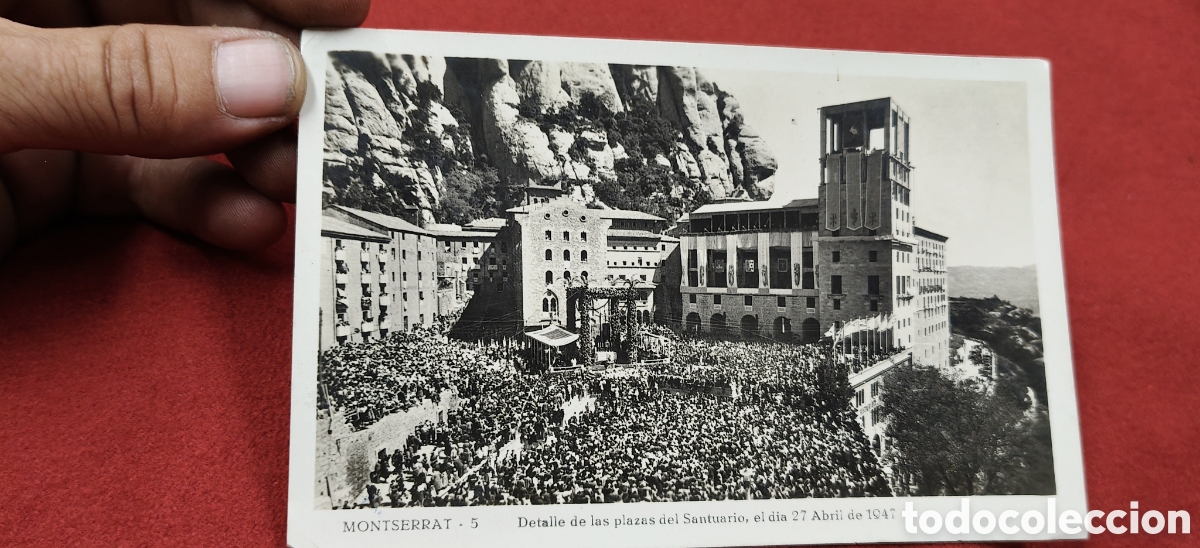 Postales: Postal antigua MONTSERRAT - Plazas del Santuario - CIRCULADA EN 1948 - Con sellos de &eacute;poca