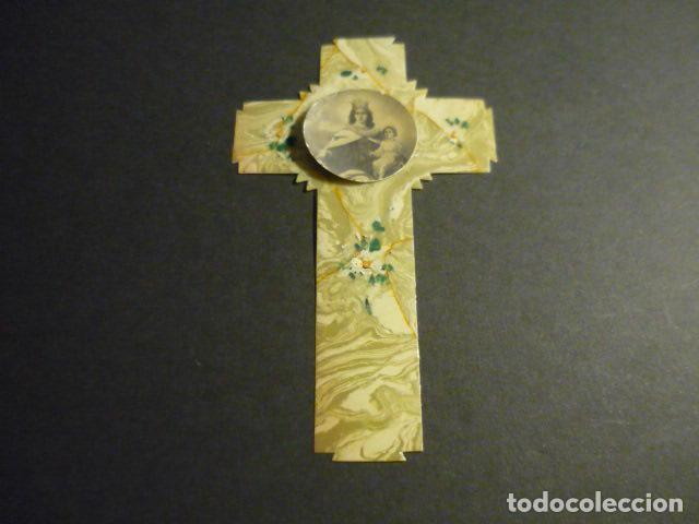 Postais: VIRGEN DEL CARMEN EN CRUZ DE CELULOIDE ANTIGUA ESTAMPA