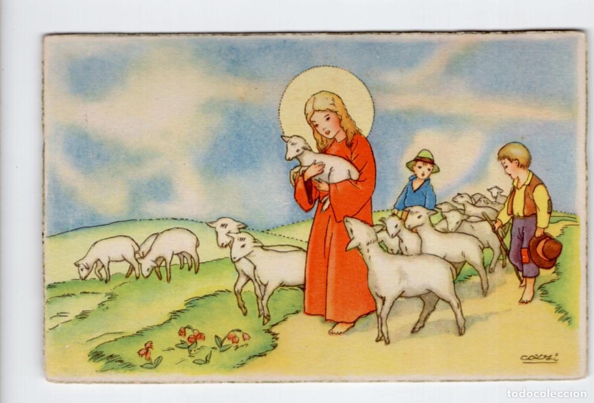 Postales: Jes&uacute;s o El Buen Pastor. Athos Cozzi. Ediciones Col&oacute;n / Benisi, serie 118/1 (a&ntilde;os 40)