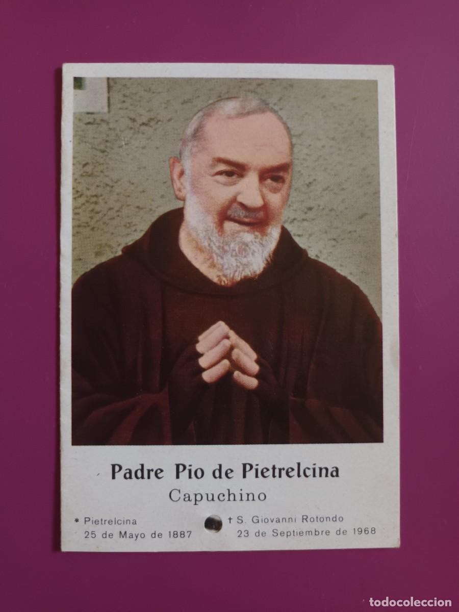 Postales: ESTAMPA DOBLE PADRE PIO DE PIETRELCINA. CAPUCHINO - CON RELIQUIA - DIPTICO IMPRIMATUR 12-3-1971