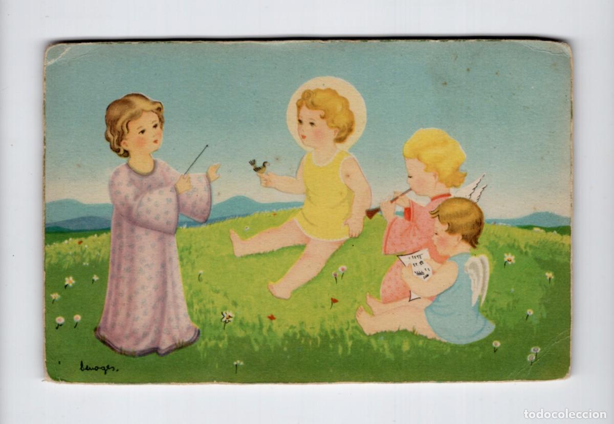 Postales: Ni&ntilde;o Jes&uacute;s con &aacute;ngeles m&uacute;sicos. Benages. Ediciones Col&oacute;n / Benisi, serie 167 (escrita)