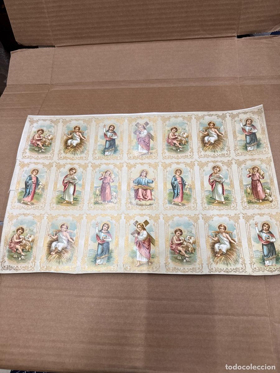 Postales: Antigua lamina con varios recordatorios o estampas religiosos o santos. A&ntilde;os 40. Sin cortar
