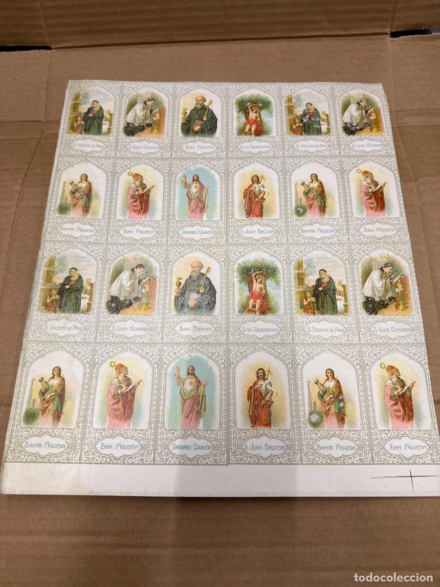 Postales: Antigua lamina con varios recordatorios o estampas religiosos o santos. A&ntilde;os 40. Sin cortar