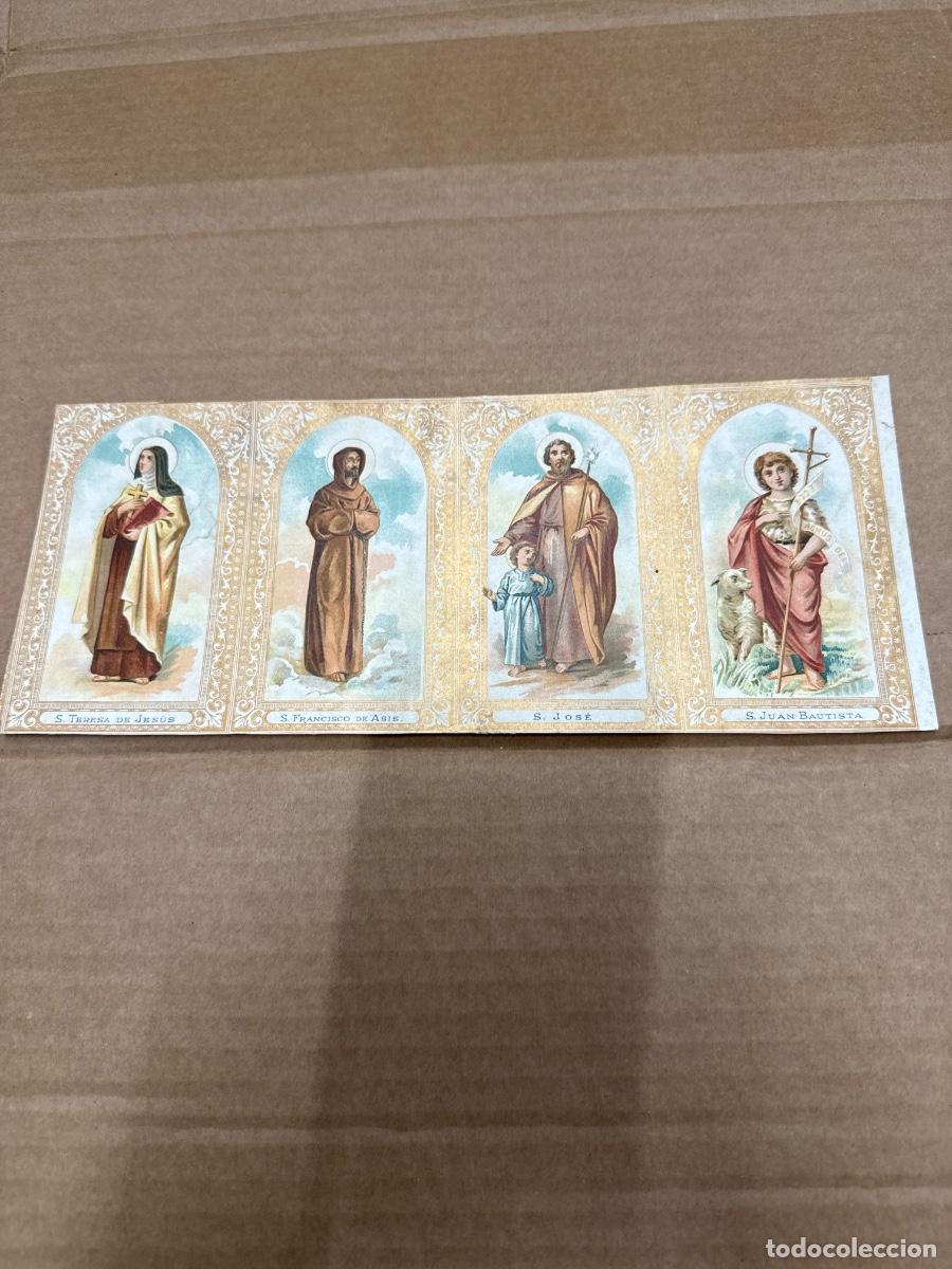 Postales: Antigua lamina con varios recordatorios o estampas religiosos o santos. A&ntilde;os 40. Sin cortar