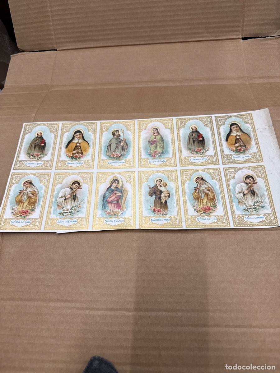 Postales: Antigua lamina con varios recordatorios o estampas religiosos o santos. A&ntilde;os 40. Sin cortar