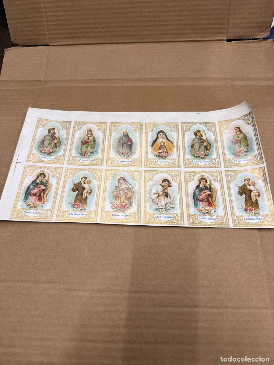 Postales: Antigua lamina con varios recordatorios o estampas religiosos o santos. A&ntilde;os 40. Sin cortar