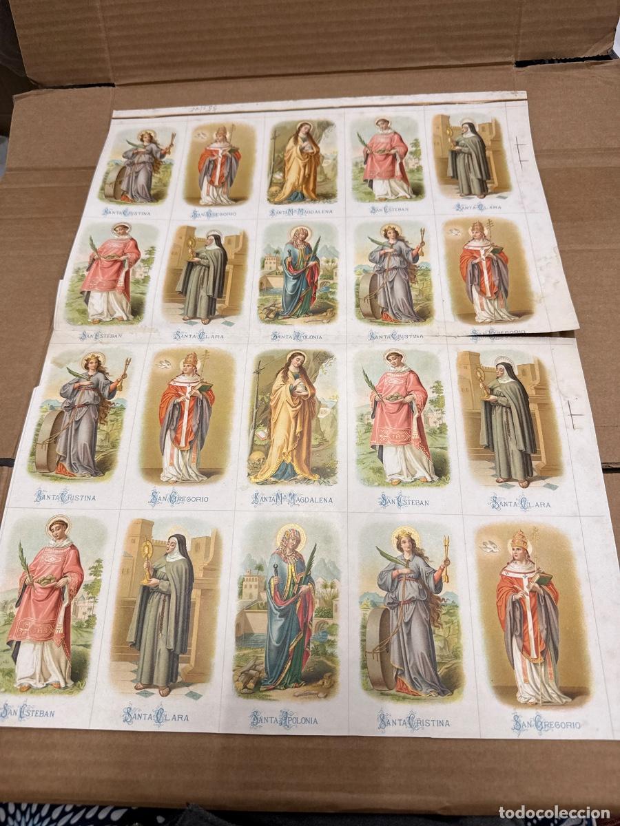 Postales: Antigua lamina con varios recordatorios o estampas religiosos o santos. A&ntilde;os 40. Sin cortar