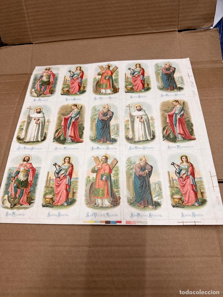Postkarten: Antigua lamina con varios recordatorios o estampas religiosos o santos. A&ntilde;os 40. Sin cortar