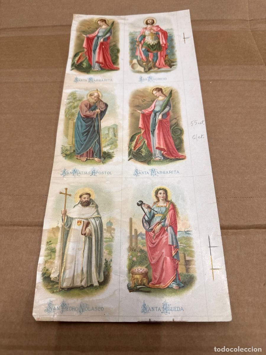 Postkarten: Antigua lamina con varios recordatorios o estampas religiosos o santos. A&ntilde;os 40. Sin cortar