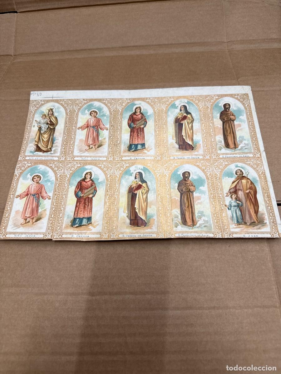 Postkarten: Antigua lamina con varios recordatorios o estampas religiosos o santos. A&ntilde;os 40. Sin cortar