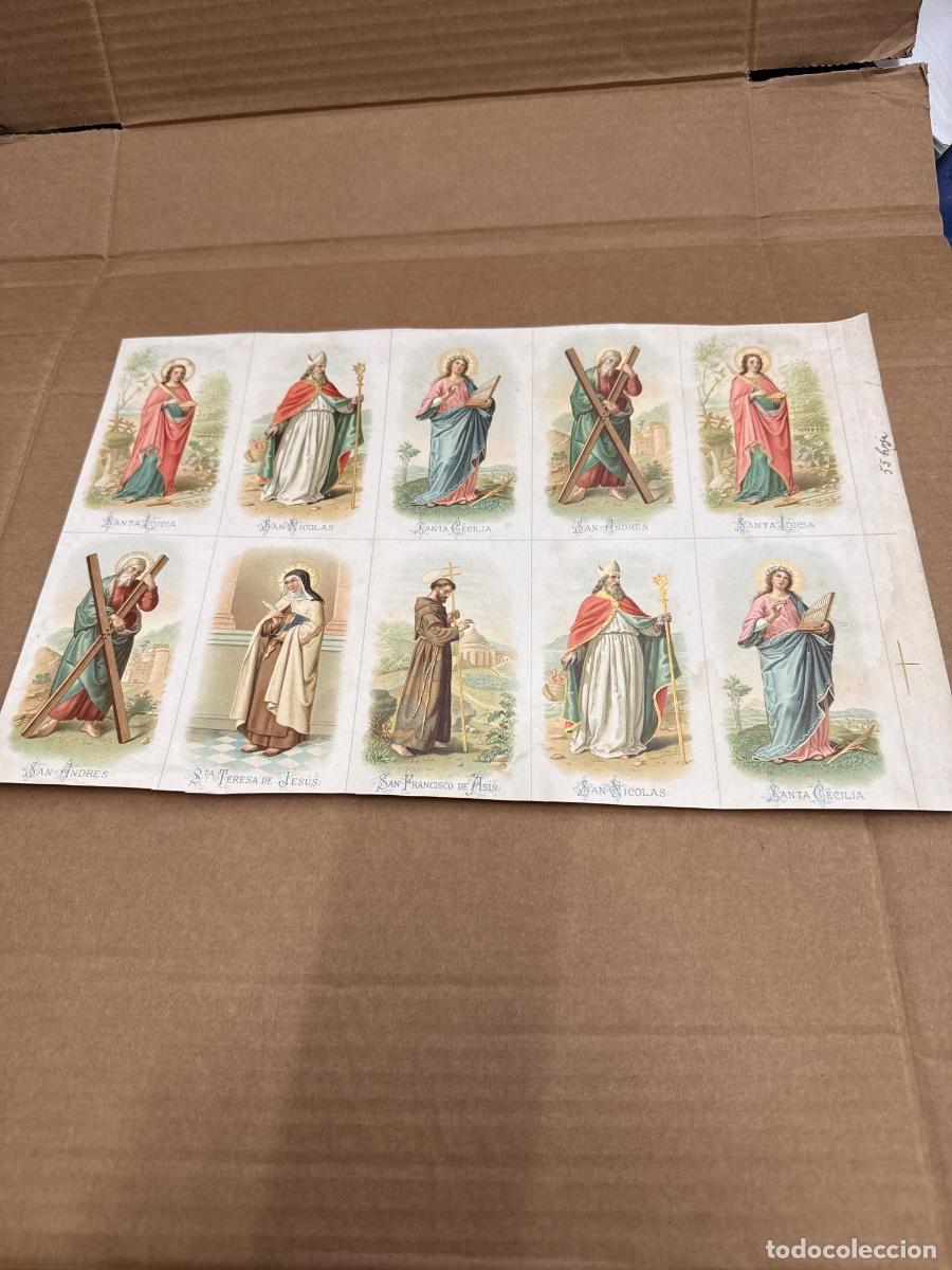 Postkarten: Antigua lamina con varios recordatorios o estampas religiosos o santos. A&ntilde;os 40. Sin cortar