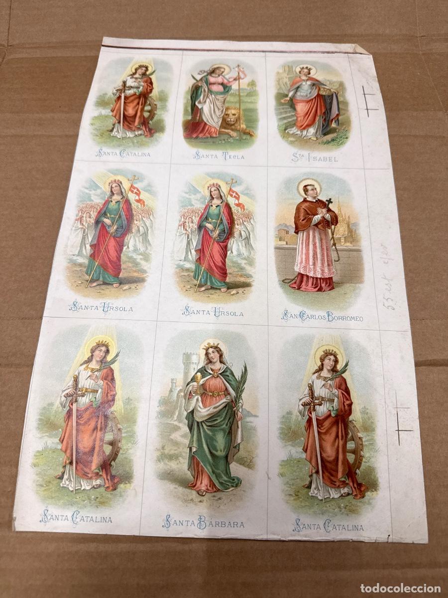 Postkarten: Antigua lamina con varios recordatorios o estampas religiosos o santos. A&ntilde;os 40. Sin cortar