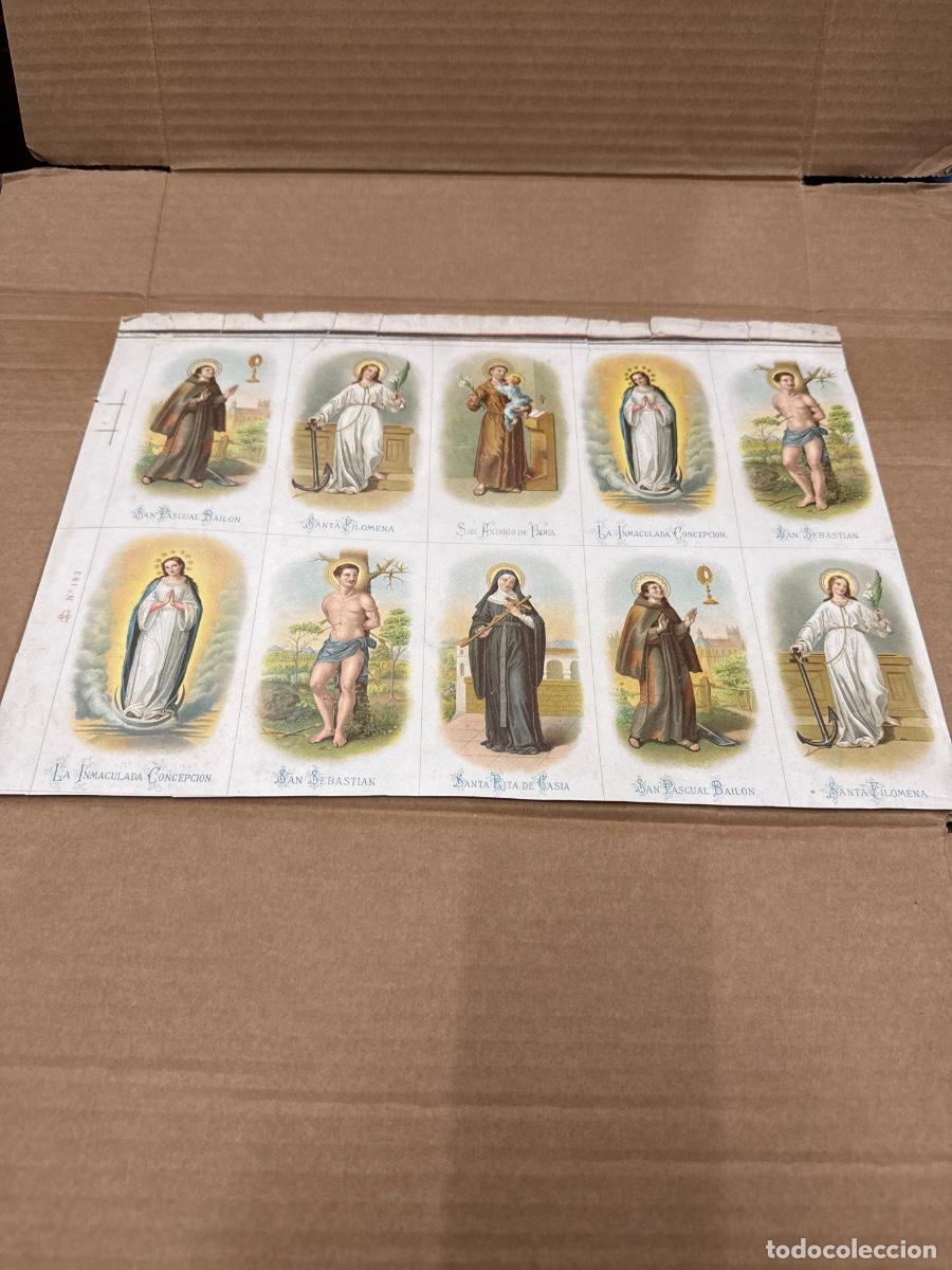 Postkarten: Antigua lamina con varios recordatorios o estampas religiosos o santos. A&ntilde;os 40. Sin cortar
