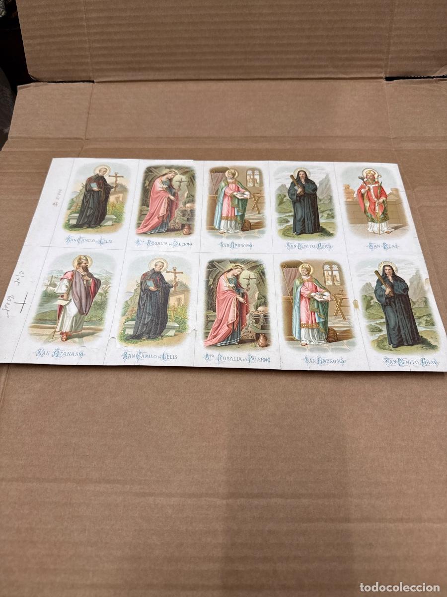 Postkarten: Antigua lamina con varios recordatorios o estampas religiosos o santos. A&ntilde;os 40. Sin cortar