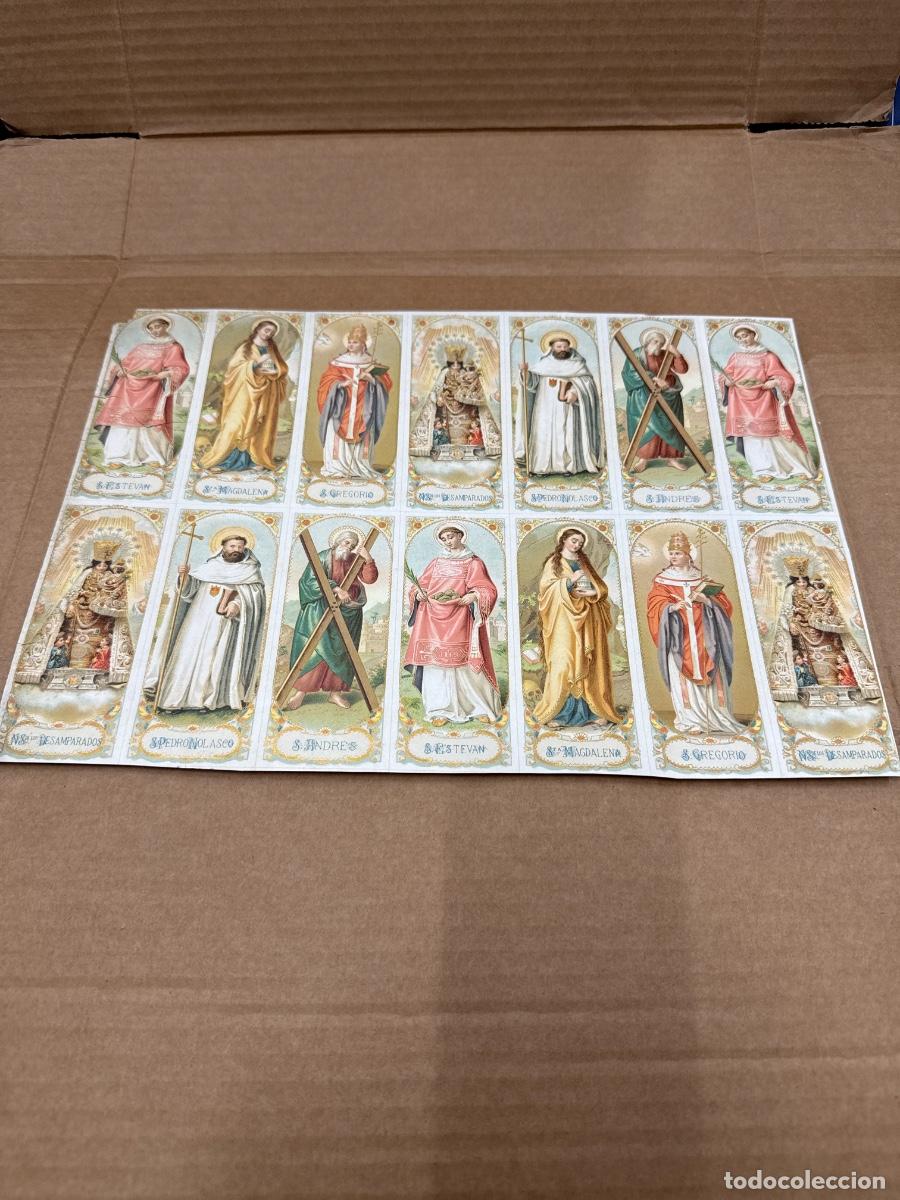 Postkarten: Antigua lamina con varios recordatorios o estampas religiosos o santos. A&ntilde;os 40. Sin cortar