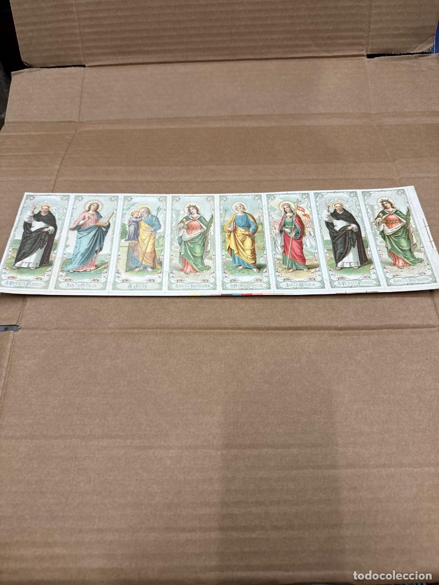Postales: Antigua lamina con varios recordatorios o estampas religiosos o santos. A&ntilde;os 40. Sin cortar