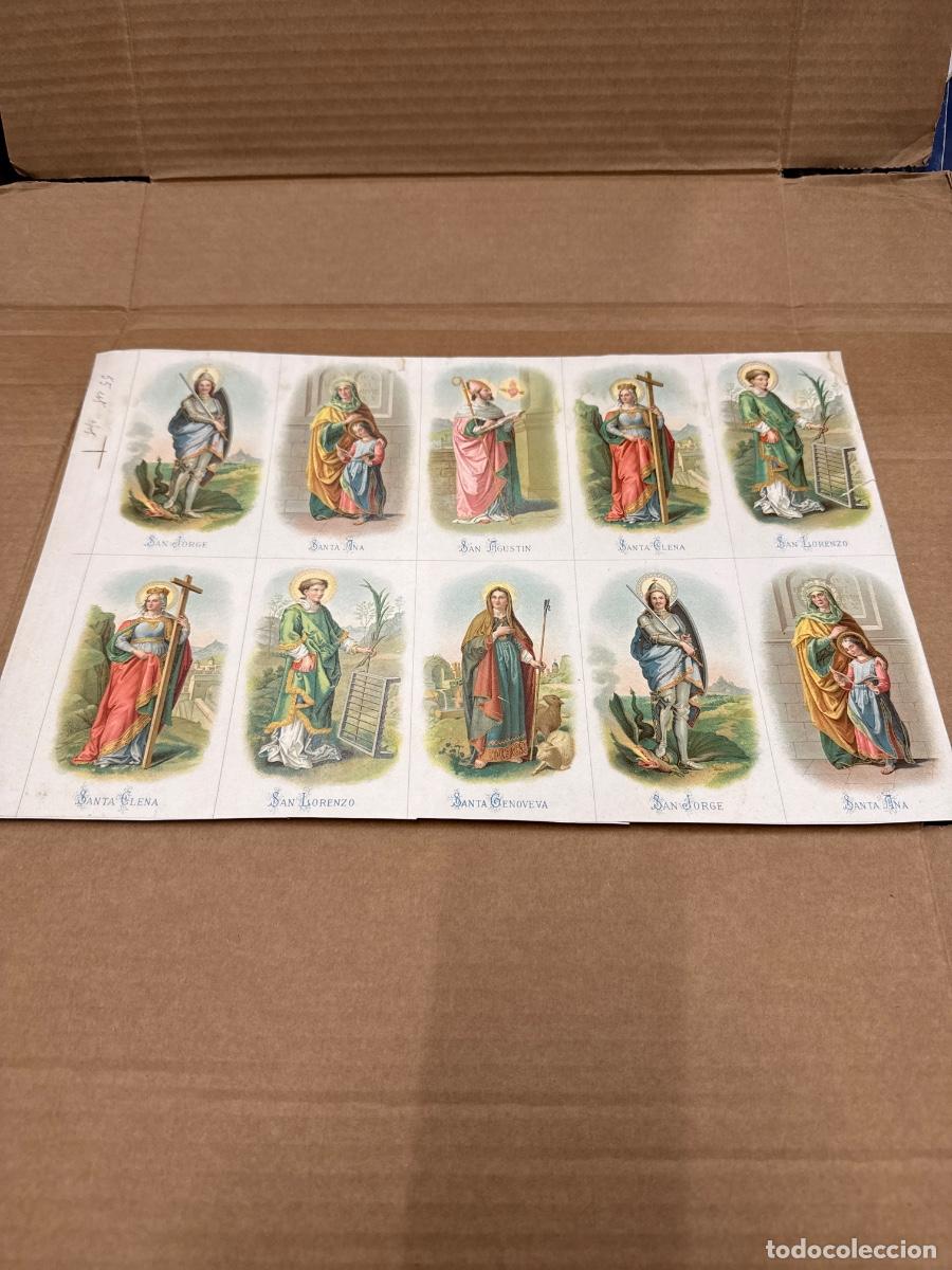 Postales: Antigua lamina con varios recordatorios o estampas religiosos o santos. A&ntilde;os 40. Sin cortar