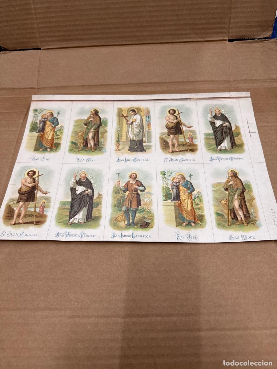 Postales: Antigua lamina con varios recordatorios o estampas religiosos o santos. A&ntilde;os 40. Sin cortar