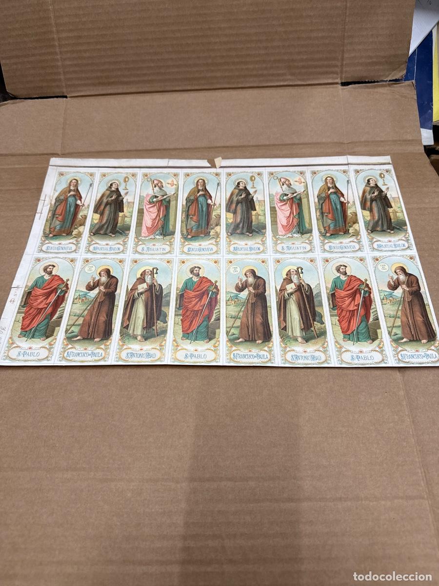 Postales: Antigua lamina con varios recordatorios o estampas religiosos o santos. A&ntilde;os 40. Sin cortar