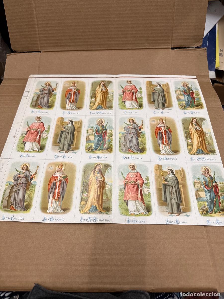 Postales: Antigua lamina con varios recordatorios o estampas religiosos o santos. A&ntilde;os 40. Sin cortar