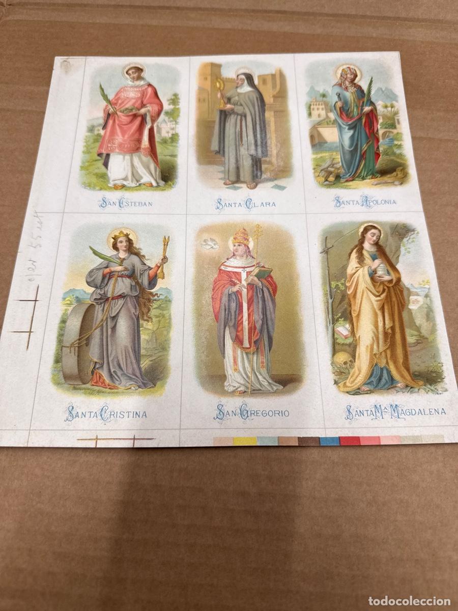 Postales: Antigua lamina con varios recordatorios o estampas religiosos o santos. A&ntilde;os 40. Sin cortar