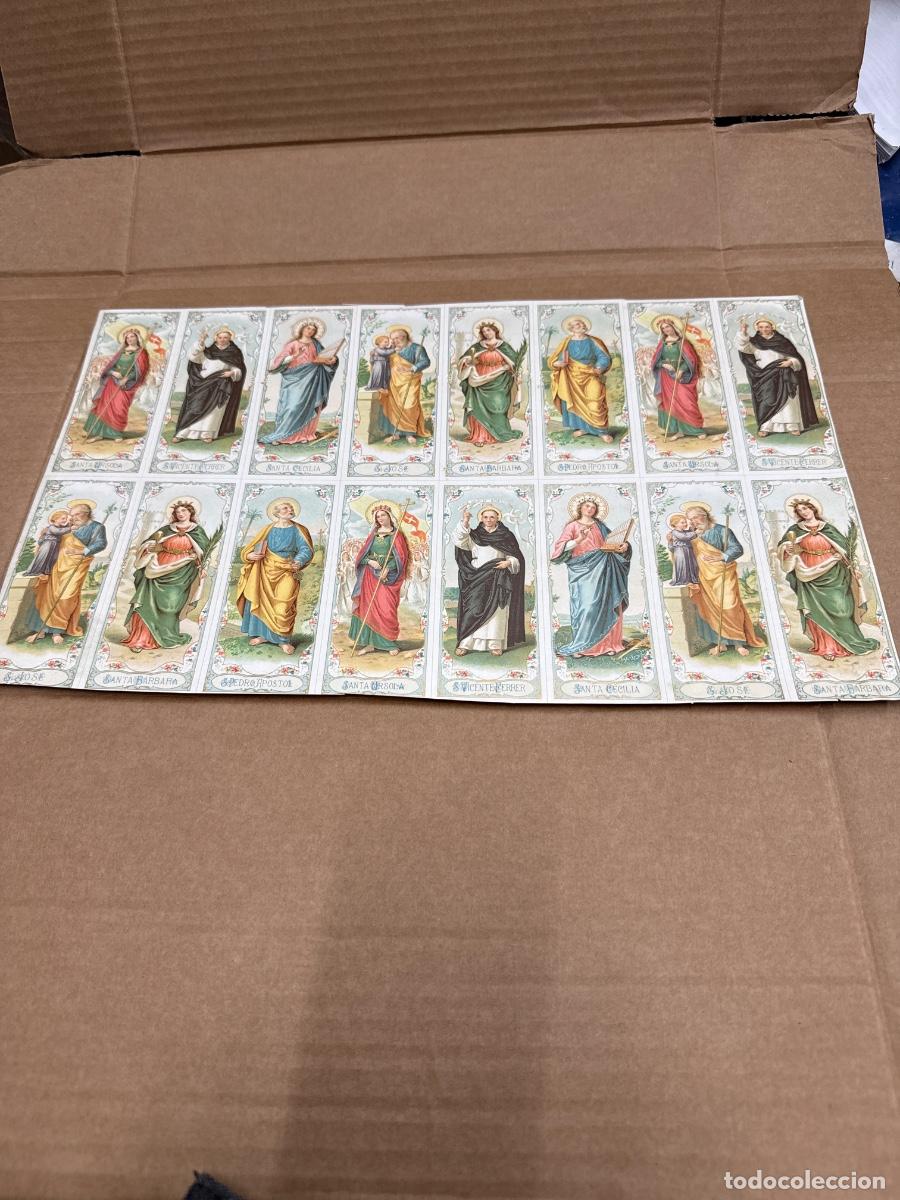 Postales: Antigua lamina con varios recordatorios o estampas religiosos o santos. A&ntilde;os 40. Sin cortar