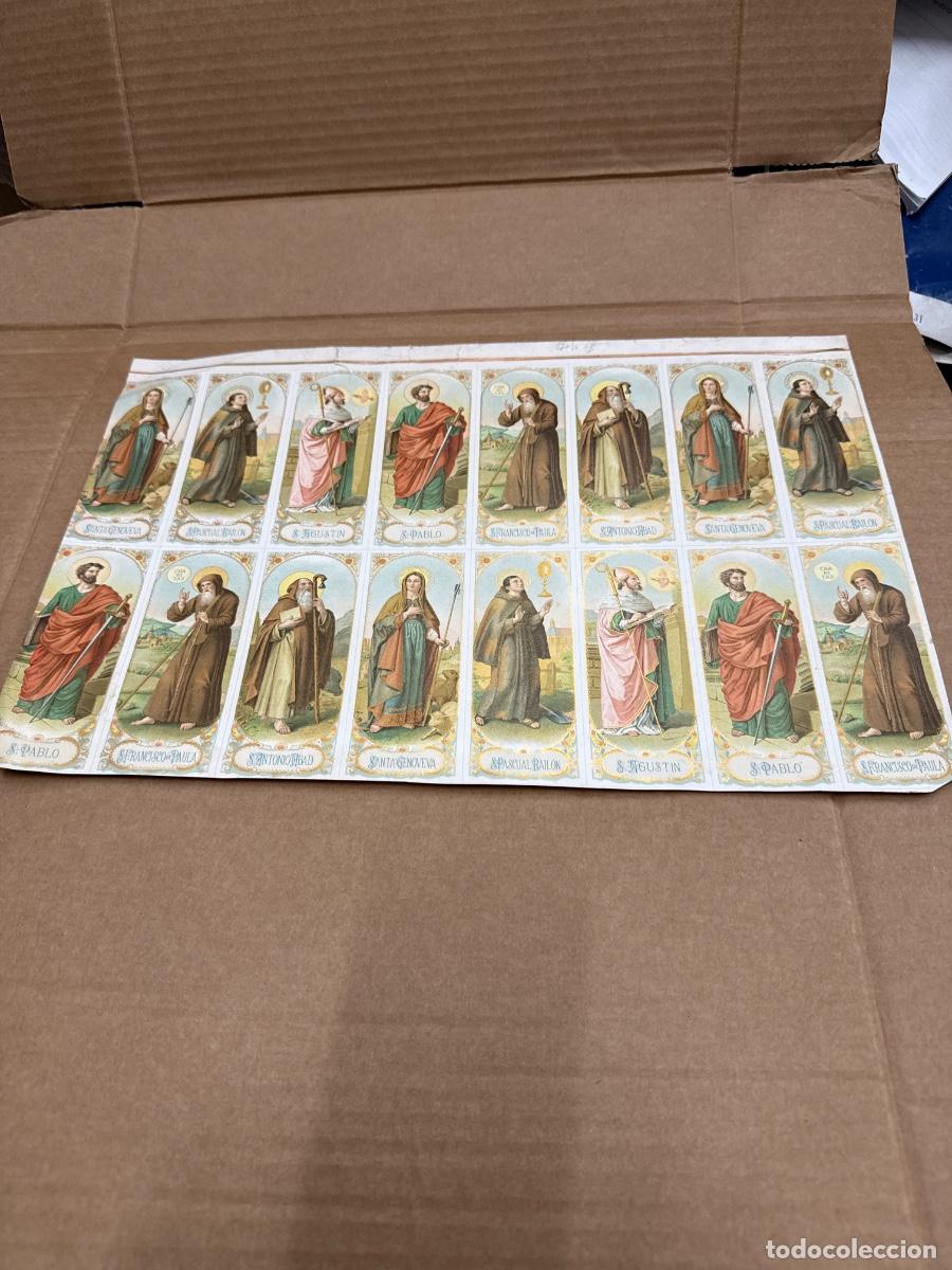 Postales: Antigua lamina con varios recordatorios o estampas religiosos o santos. A&ntilde;os 40. Sin cortar