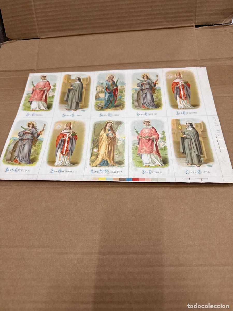 Postales: Antigua lamina con varios recordatorios o estampas religiosos o santos. A&ntilde;os 40. Sin cortar