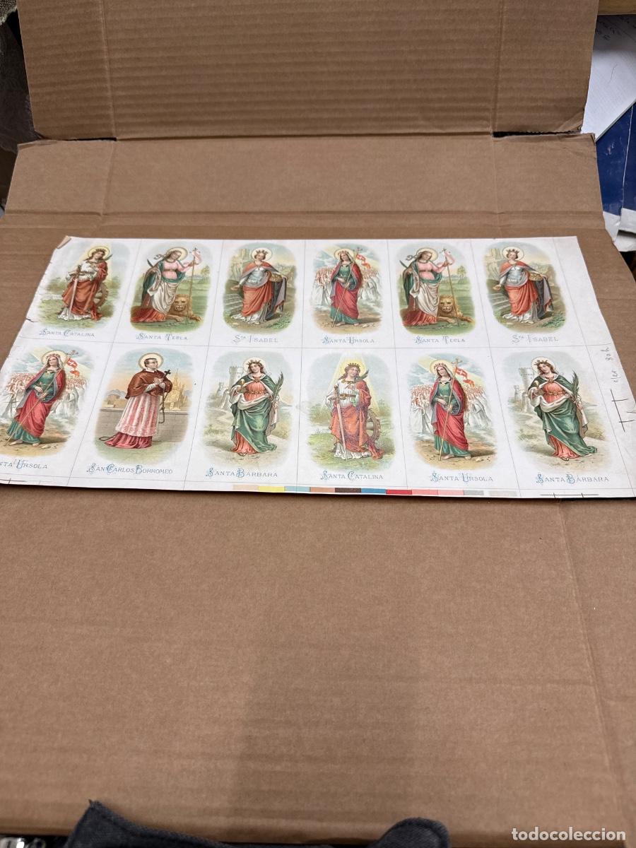 Postales: Antigua lamina con varios recordatorios o estampas religiosos o santos. A&ntilde;os 40. Sin cortar