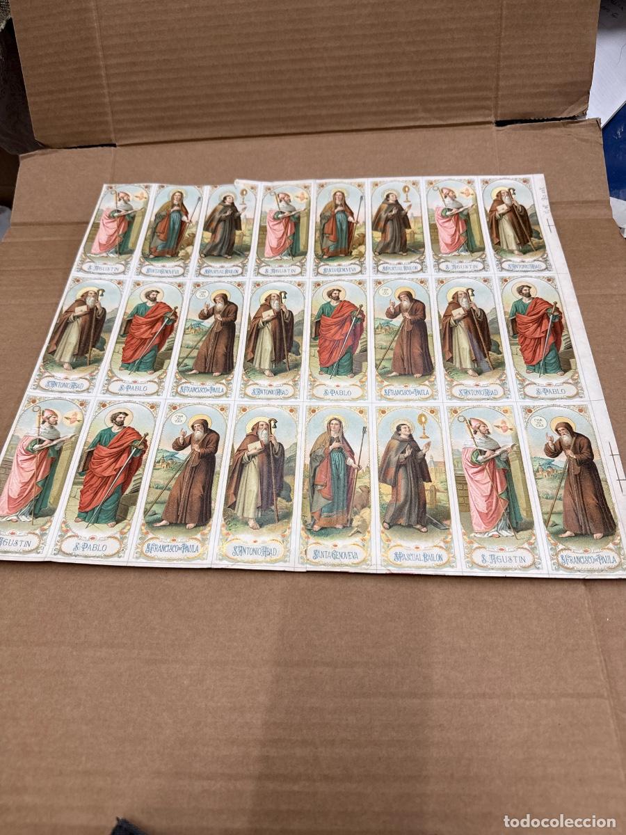 Postales: Antigua lamina con varios recordatorios o estampas religiosos o santos. A&ntilde;os 40. Sin cortar