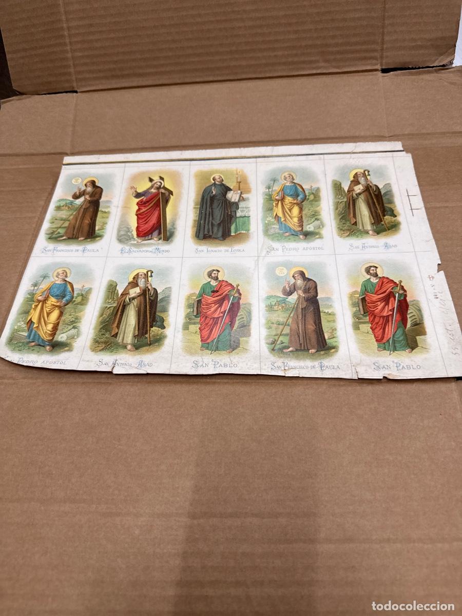 Postales: Antigua lamina con varios recordatorios o estampas religiosos o santos. A&ntilde;os 40. Sin cortar