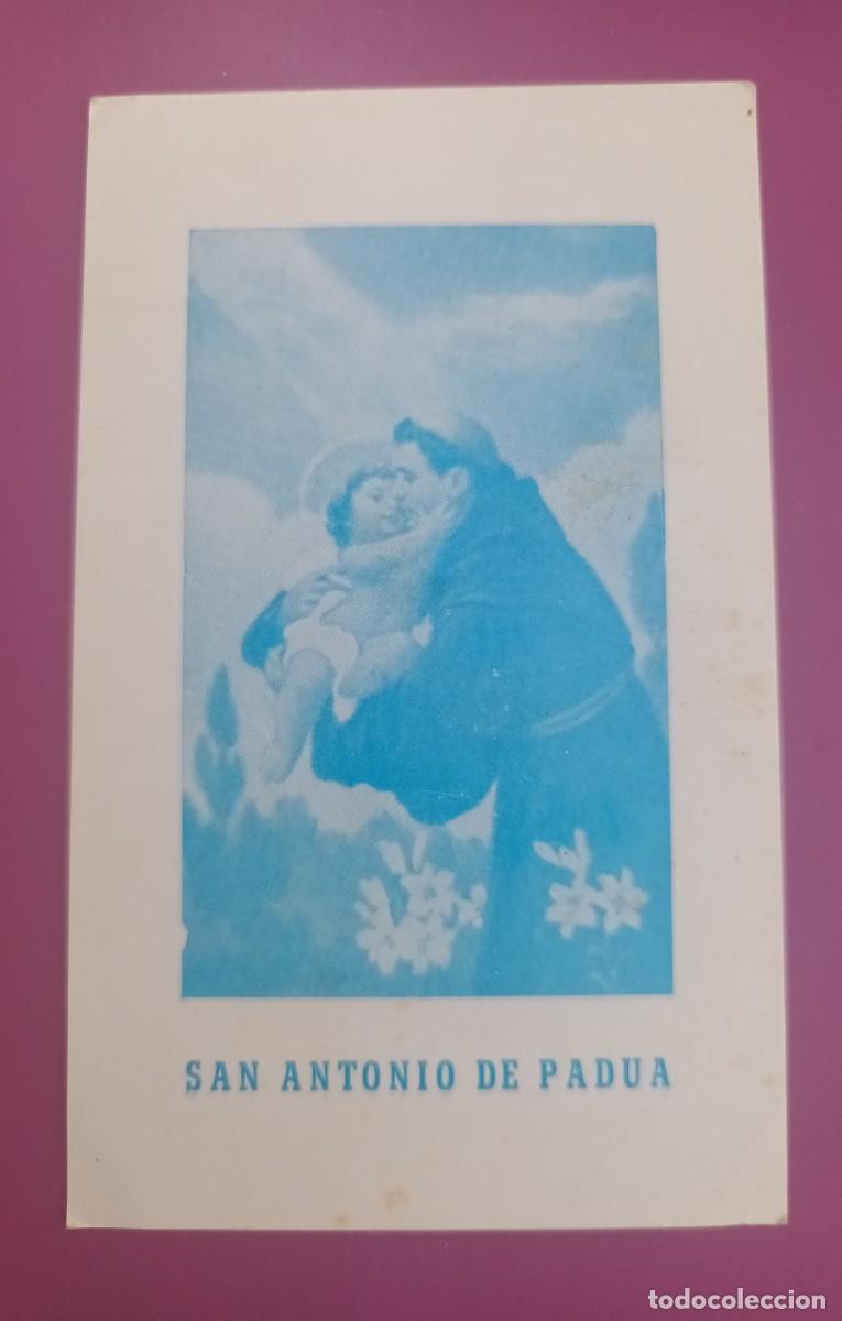 Postales: ESTAMPA SAN ANTONIO DE PADUA - RESPONSORIO DE S. BUENAVENTURA A S. ANTONIO Y ORACION (REVERSO)