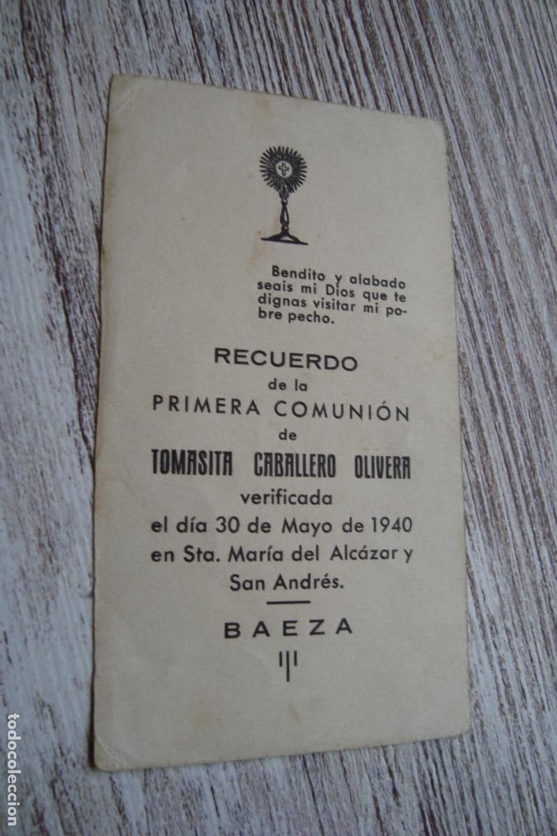 Postais: RECUERDO PRIMERA COMUNION TOMASA CABALLERO OLIVERA. BAEZA JAEN 1940.