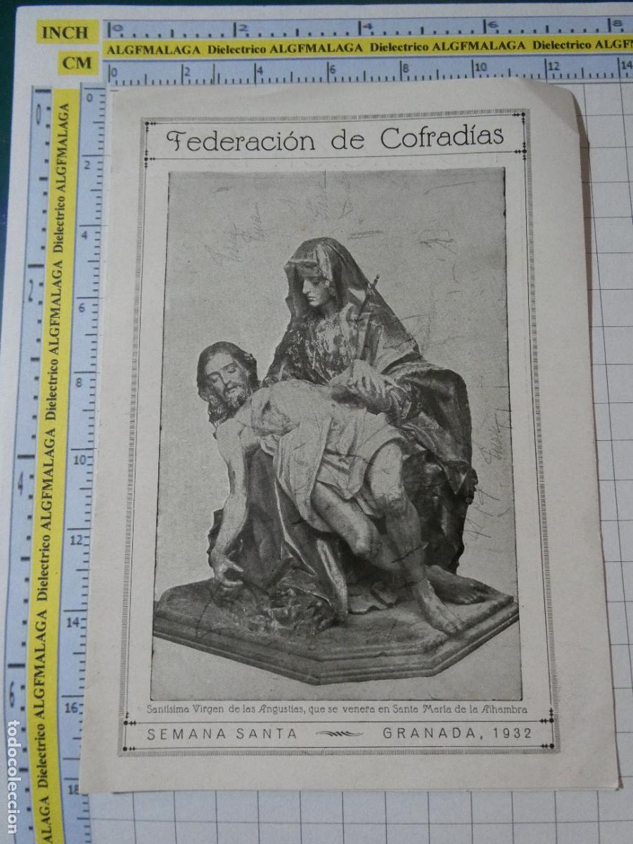 Postales: DOCUMENTO RELIGIOSO SEMANA SANTA. FEDERACI&Oacute;N COFRAD&Iacute;AS DE GRANADA 1932.