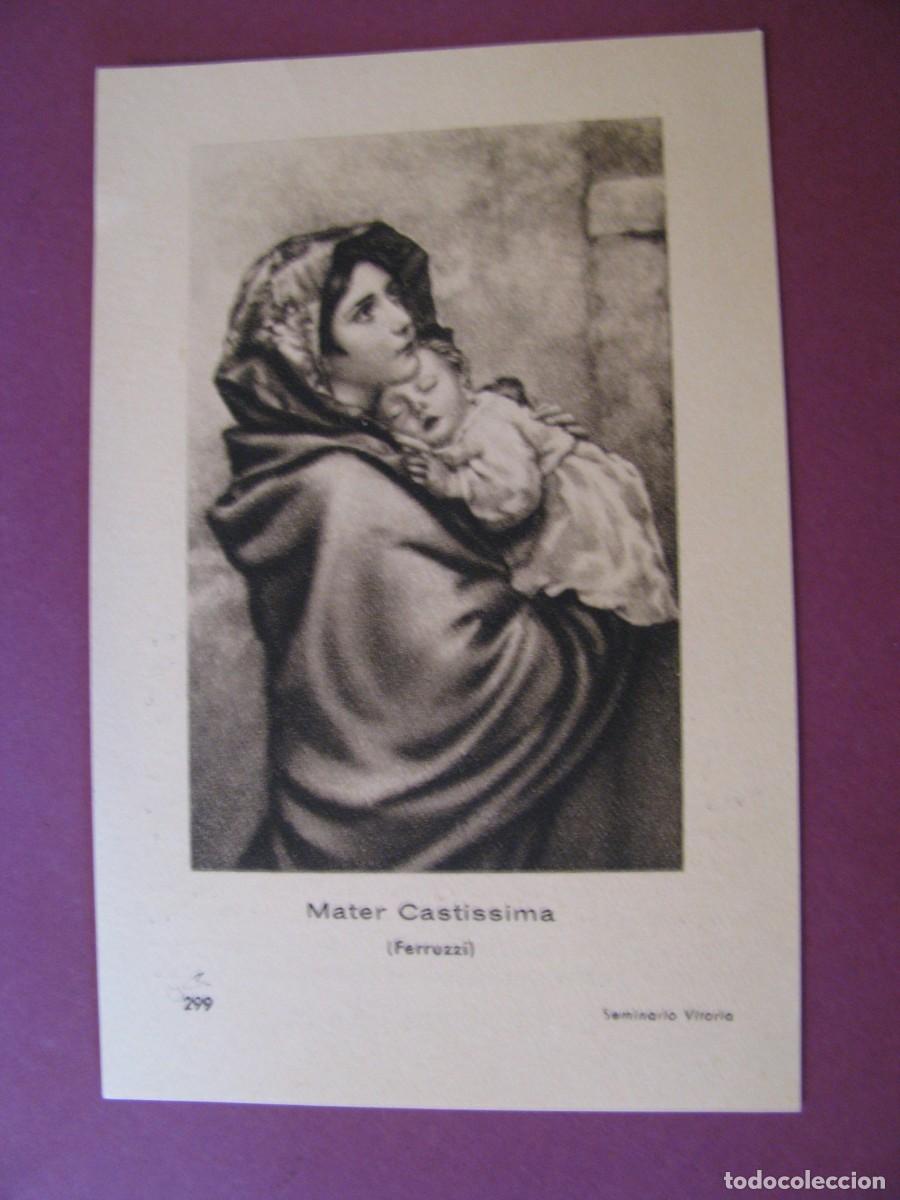 Postales: ESTAMPA RELIGIOSA. MATER CASTISSIMA. ESTEPONA 1958. 11,5X7,5 CM