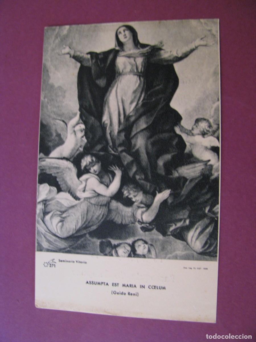 Postales: ESTAMPA RELIGIOSA. FIESTA DE LA ASUNCION DE MARIA. ESTEPONA 1960. 11X6,5 CM