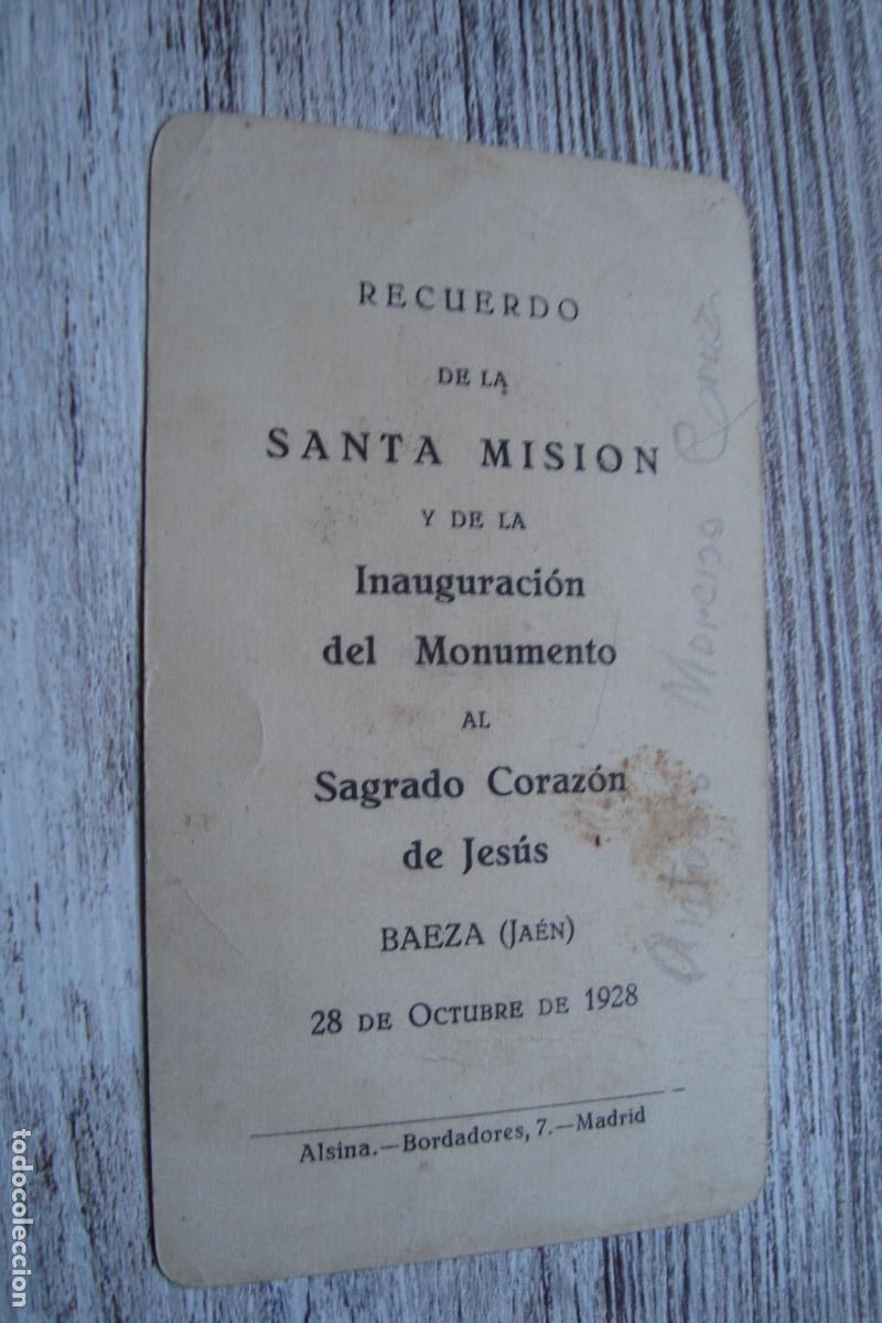 Postales: RECUERDO SANTA MISION INAUGURACION MONUMENTO SAGRADO CORAZON. BAEZA JAEN 1928.