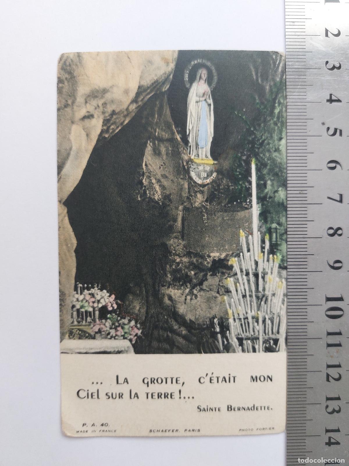 Postales: Estampa de la Gruta de Lourdes con Oraci&oacute;n a la Virgen Mar&iacute;a
