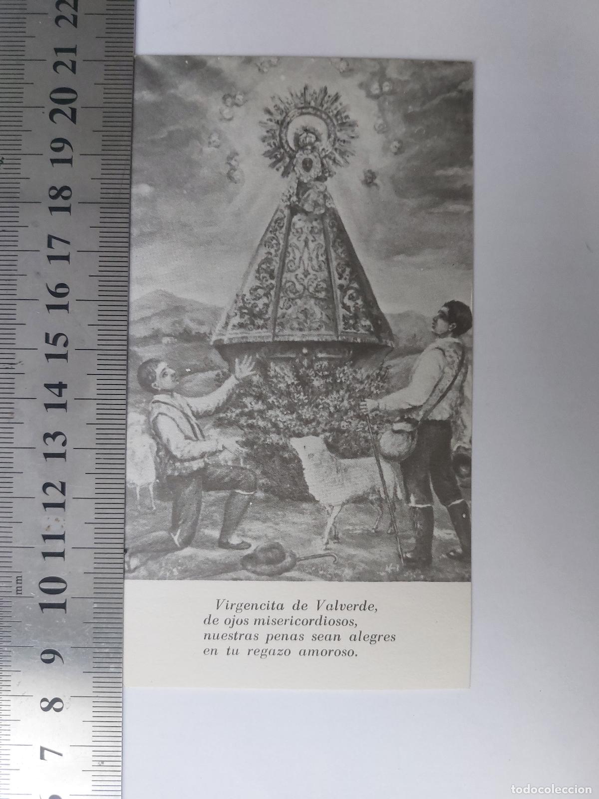Postales: Estampa religiosa de la Virgen de Valverde con oraciones devocionales